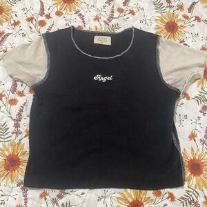 Angel Black and Cream Short Crop Top